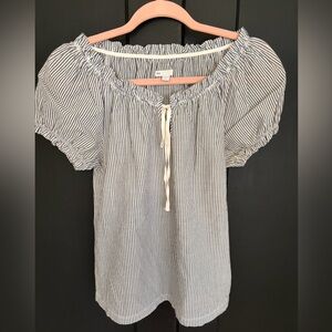 GAP grey and White Striped Blouse